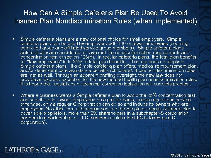 How Can A Simple Cafeteria Plan Be Used To Avoid Insured Plan Nondiscrimination Rules
