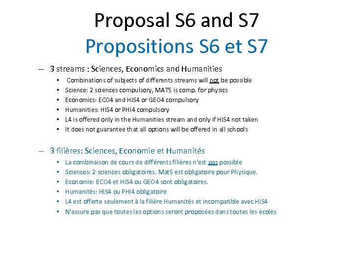 Proposal S 6 and S 7 Propositions S 6 et S 7 – 3