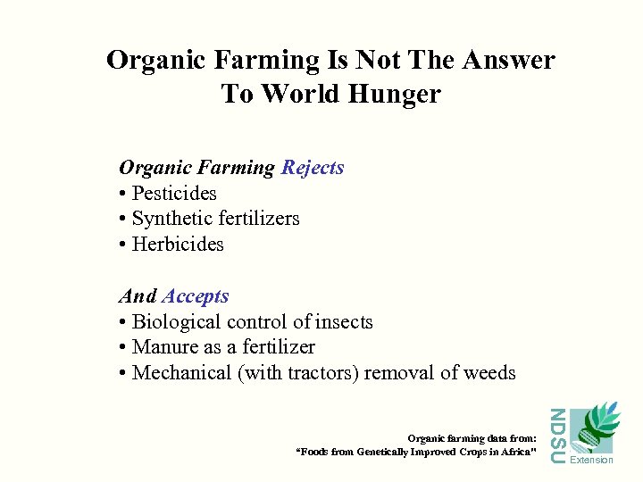 Organic Farming Is Not The Answer To World Hunger Organic Farming Rejects • Pesticides