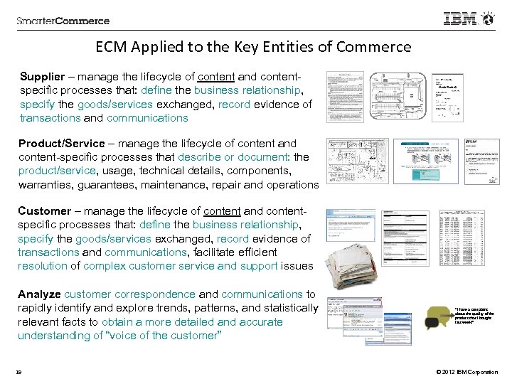 ECM Applied to the Key Entities of Commerce Supplier – manage the lifecycle of