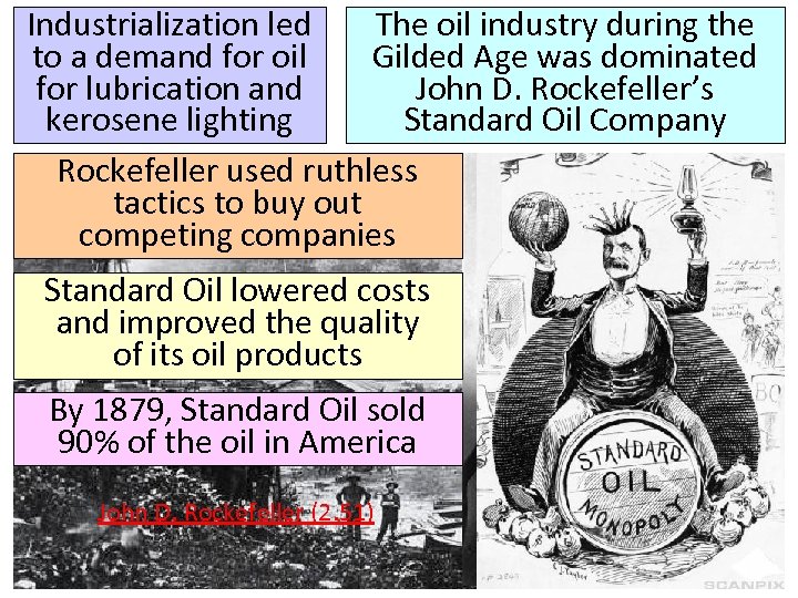 Industrialization led The oil industry during the to a demand for oil Gilded Age