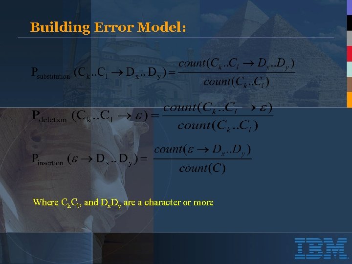Building Error Model: Where Ck. Cl, and Dx. Dy are a character or more