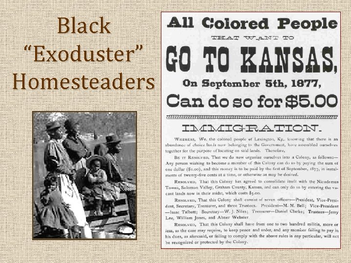 Black “Exoduster” Homesteaders 