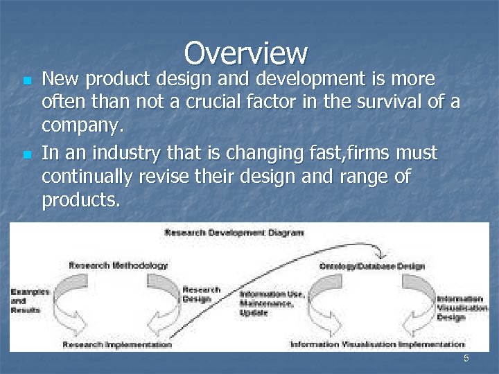Overview n n New product design and development is more often than not a