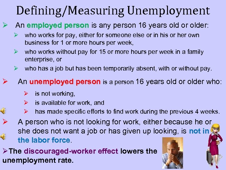 Defining/Measuring Unemployment Ø An employed person is any person 16 years old or older: