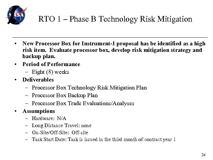RTO 1 – Phase B Technology Risk Mitigation • New Processor Box for Instrument-1