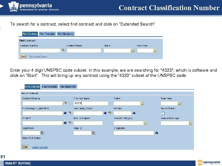 Contract Classification Number To search for a contract, select find contract and click on