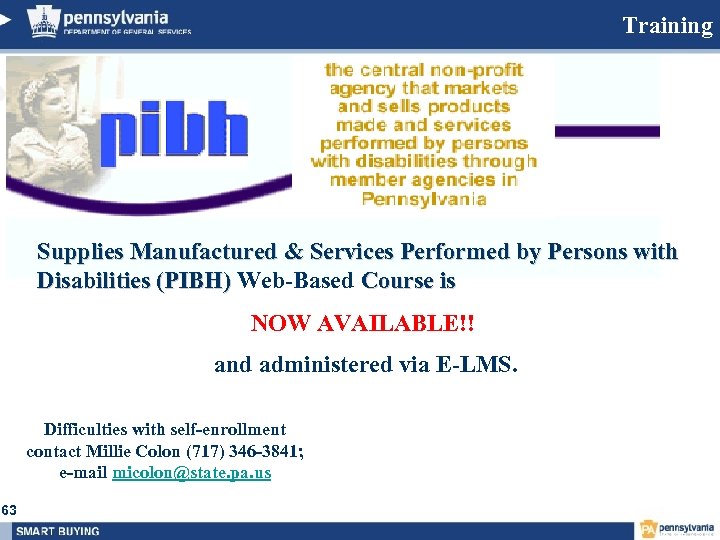 Training Supplies Manufactured & Services Performed by Persons with Disabilities (PIBH) Web-Based Course is