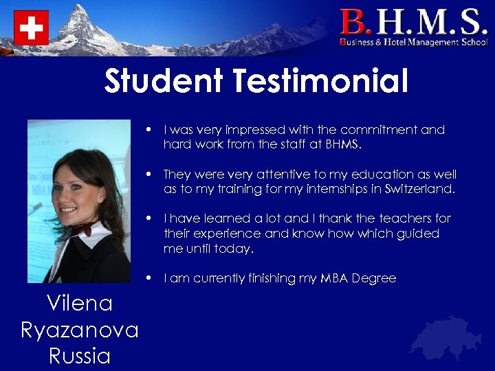 Student Testimonial • I was very impressed with the commitment and hard work from