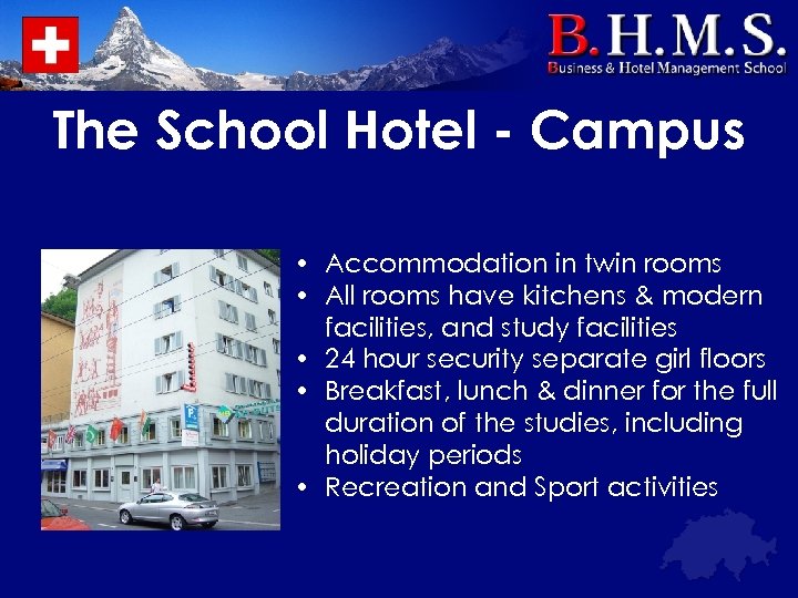 The School Hotel - Campus • Accommodation in twin rooms • All rooms have