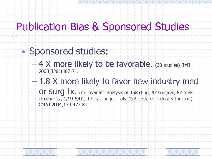 Publication Bias & Sponsored Studies • Sponsored studies: – 4 X more likely to