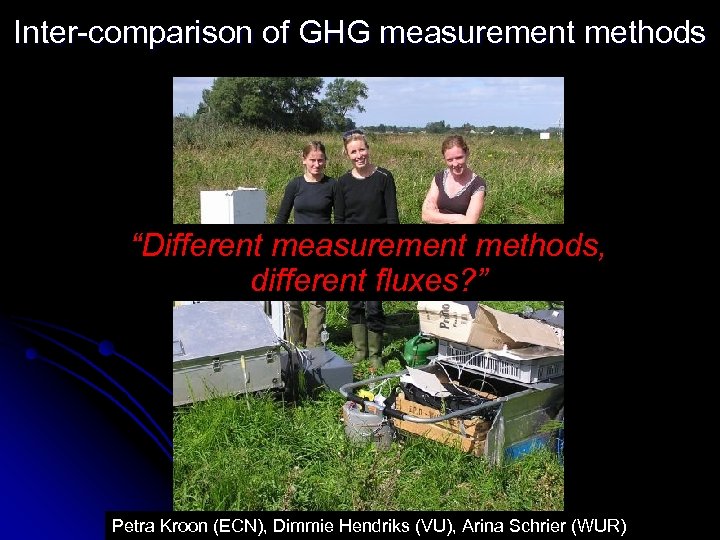 Inter-comparison of GHG measurement methods “Different measurement methods, different fluxes? ” Petra Kroon (ECN),