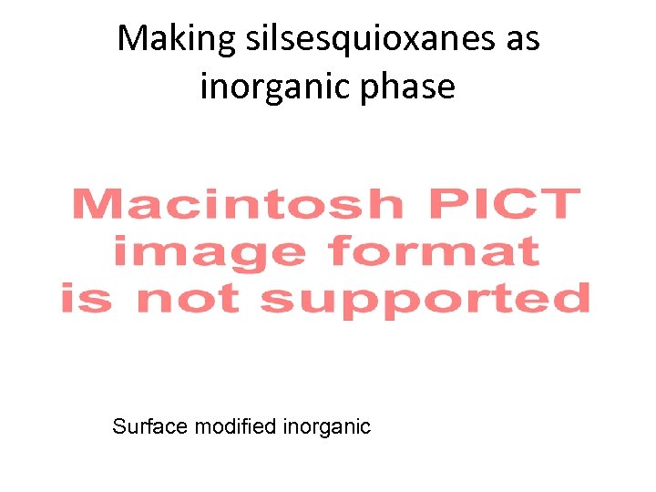 Making silsesquioxanes as inorganic phase Surface modified inorganic 