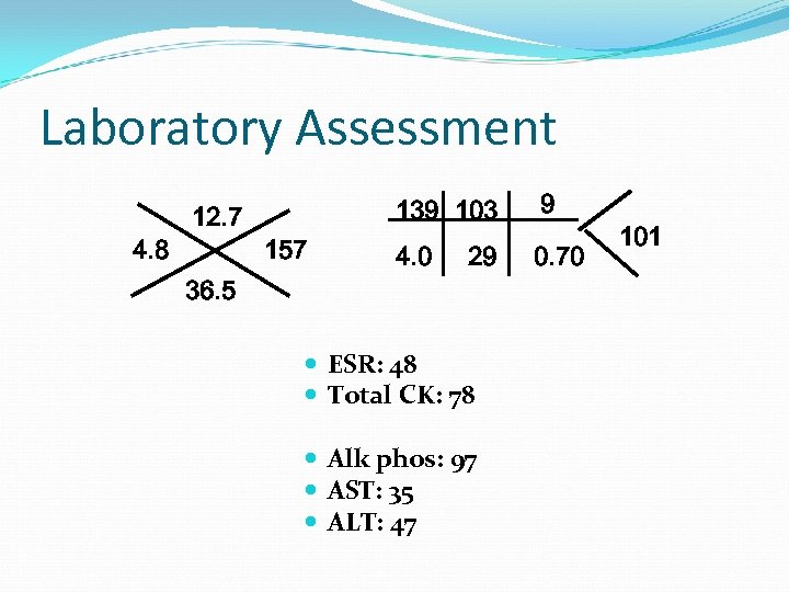 Laboratory Assessment 4. 8 12. 7 36. 5 139 103 157 9 4. 0