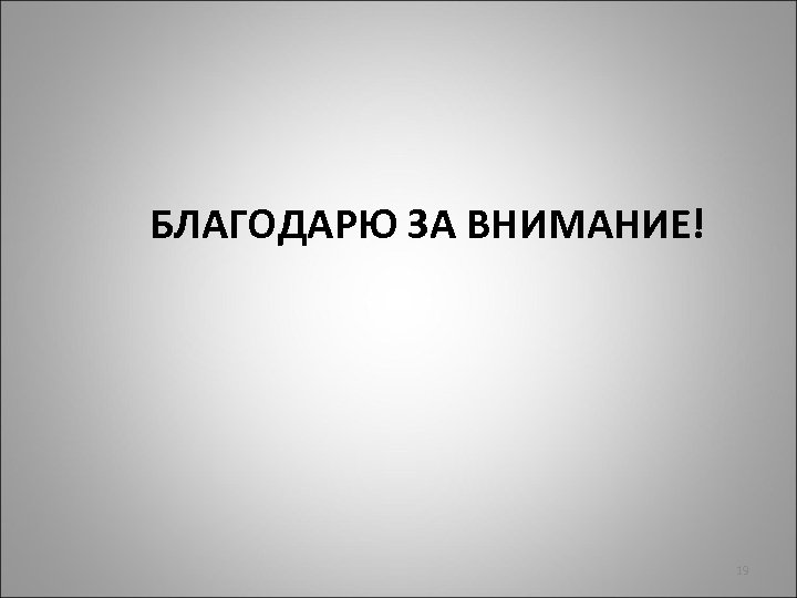 БЛАГОДАРЮ ЗА ВНИМАНИЕ! 19 