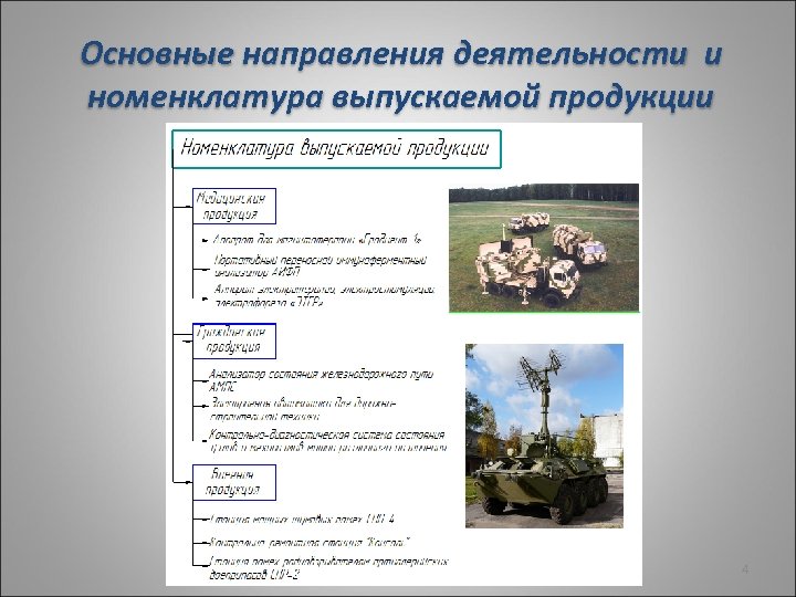 Основные направления деятельности и номенклатура выпускаемой продукции 4 