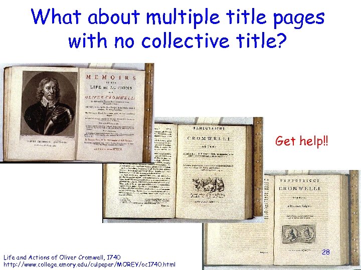 What about multiple title pages with no collective title? Get help!! Life and Actions