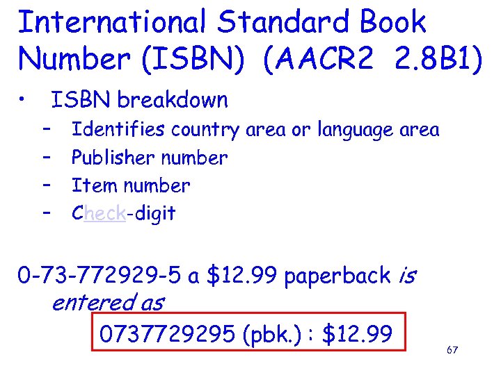 International Standard Book Number (ISBN) (AACR 2 2. 8 B 1) • ISBN breakdown