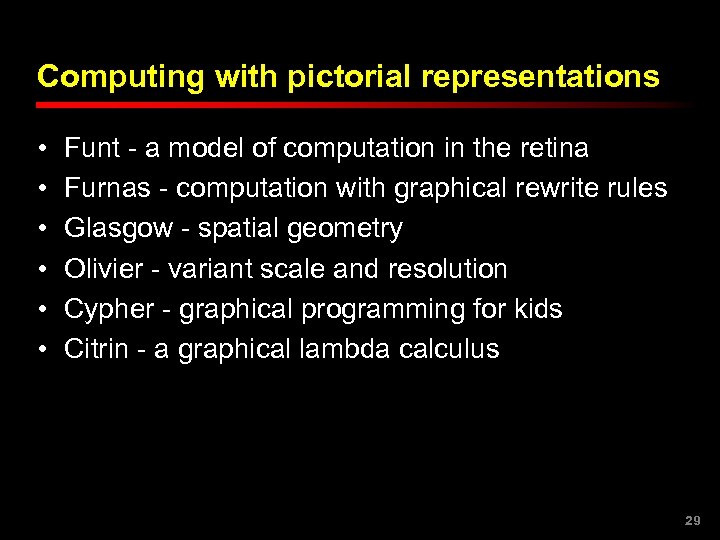 Computing with pictorial representations • • • Funt - a model of computation in