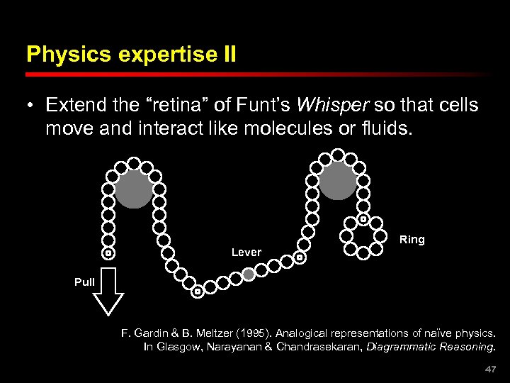 Physics expertise II • Extend the “retina” of Funt’s Whisper so that cells move