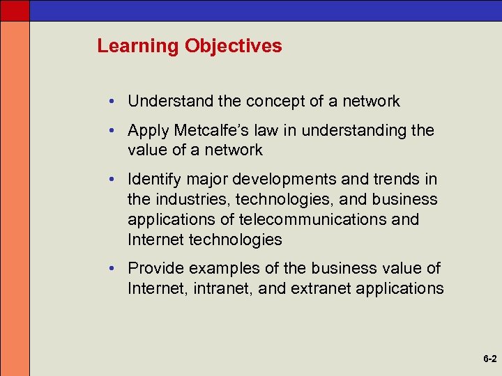 Learning Objectives • Understand the concept of a network • Apply Metcalfe’s law in
