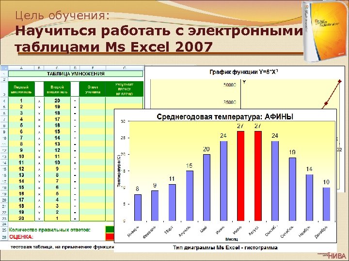 Цель обучения: Научиться работать с электронными таблицами Ms Excel 2007 Ø Создавать и оформлять