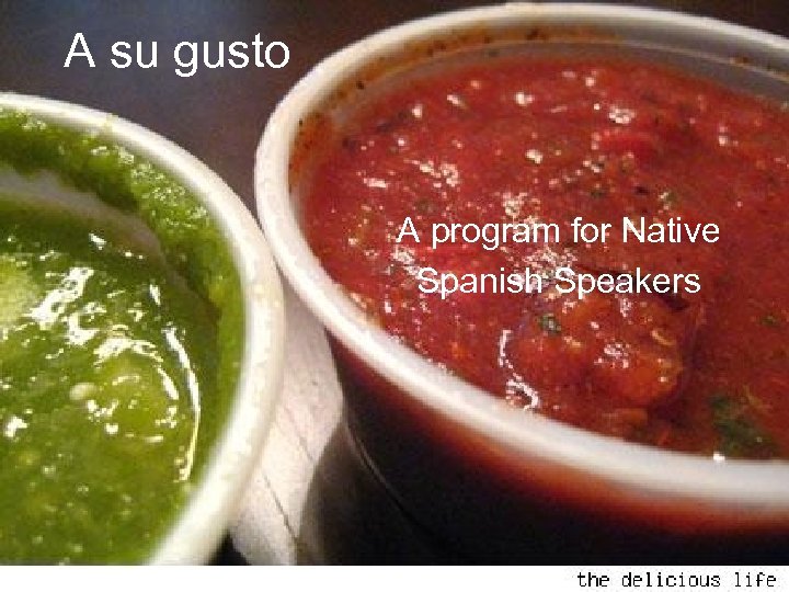 A su gusto A program for Native Spanish Speakers 