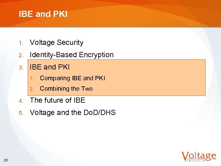 IBE and PKI 1. Voltage Security 2. Identity-Based Encryption 3. IBE and PKI 1.