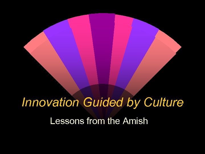 Innovation Guided by Culture Lessons from the Amish 