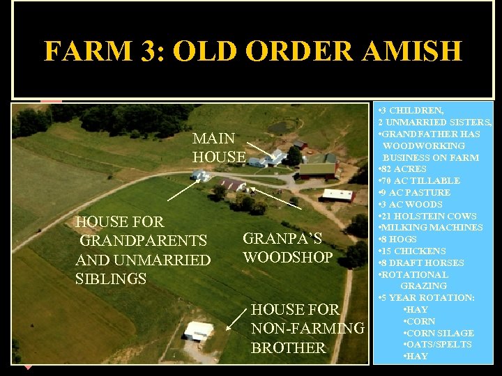 FARM 3: OLD ORDER AMISH MAIN HOUSE FOR GRANDPARENTS AND UNMARRIED SIBLINGS GRANPA’S WOODSHOP