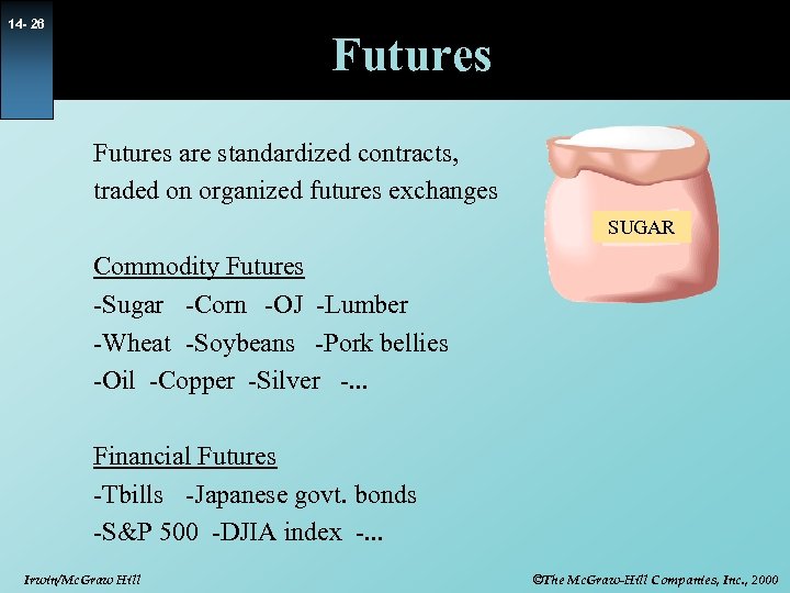 14 - 26 Futures are standardized contracts, traded on organized futures exchanges SUGAR Commodity