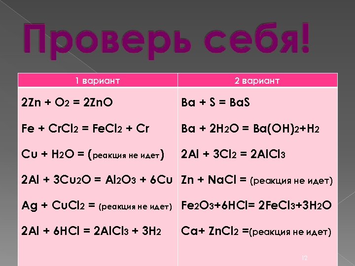 Zn h2o овр