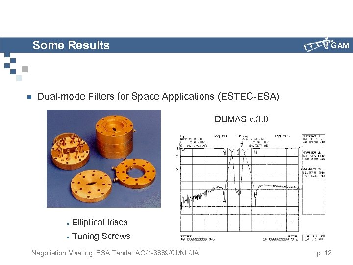 Some Results n GAM Dual-mode Filters for Space Applications (ESTEC-ESA) DUMAS v. 3. 0