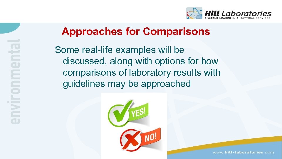 Approaches for Comparisons Some real-life examples will be discussed, along with options for how