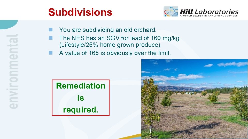 Subdivisions n You are subdividing an old orchard. n The NES has an SGV