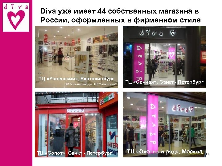 Diva уже имеет 44 собственных магазина в России, оформленных в фирменном стиле ТЦ «Успенский»