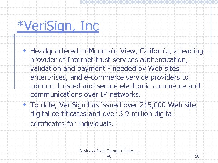 *Veri. Sign, Inc w Headquartered in Mountain View, California, a leading provider of Internet