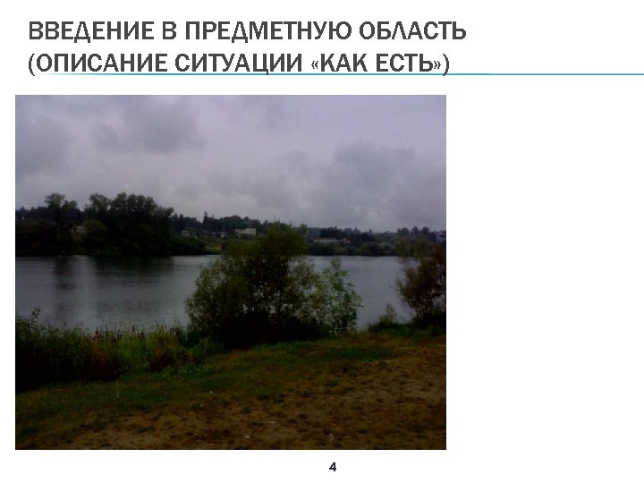 ВВЕДЕНИЕ В ПРЕДМЕТНУЮ ОБЛАСТЬ (ОПИСАНИЕ СИТУАЦИИ «КАК ЕСТЬ» ) 4 