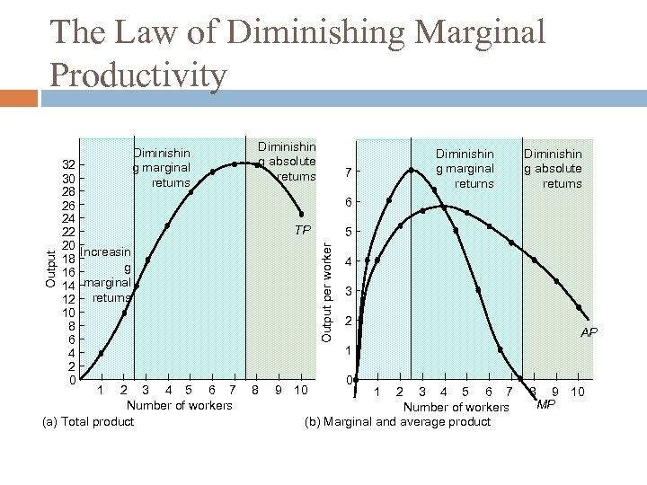 The Law of Diminishing Marginal Productivity Diminishin g marginal returns 7 Diminishin g absolute