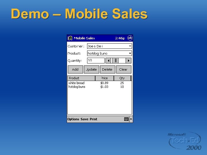 Demo – Mobile Sales 