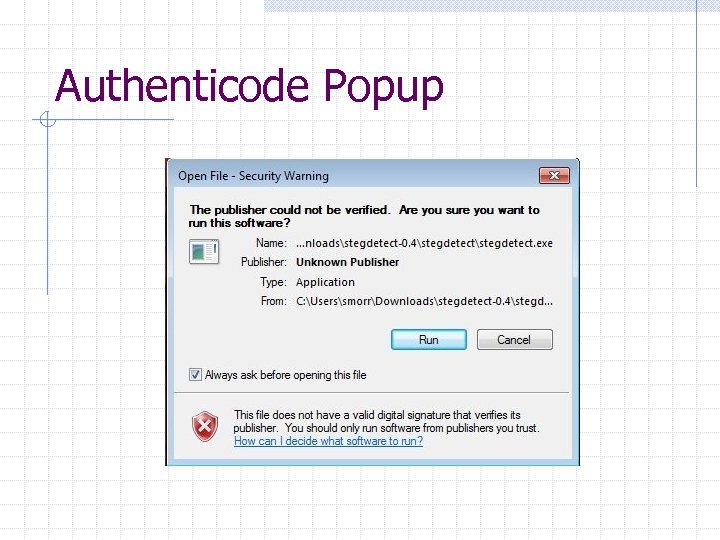 Authenticode Popup 