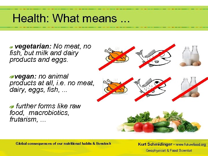  Health: What means. . . vegetarian: No meat, no fish, but milk and