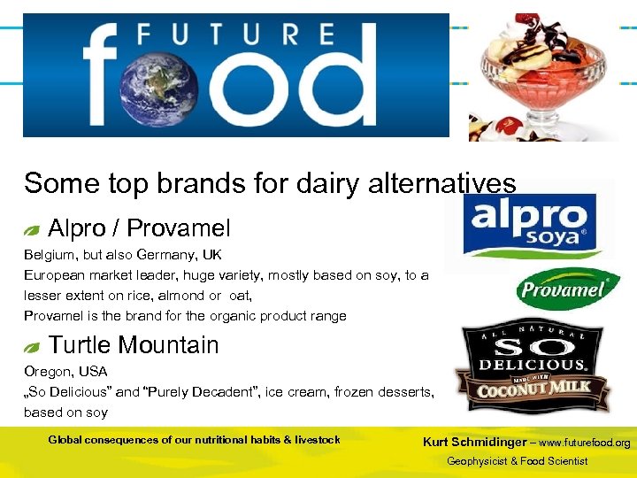 Some top brands for dairy alternatives Alpro / Provamel Belgium, but also Germany, UK