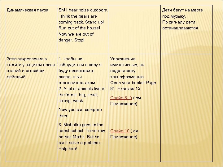 Динамическая пауза Sh! I hear noise outdoors. I think the bears are coming back.