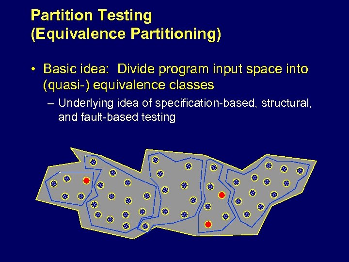 Partition Testing (Equivalence Partitioning) • Basic idea: Divide program input space into (quasi-) equivalence