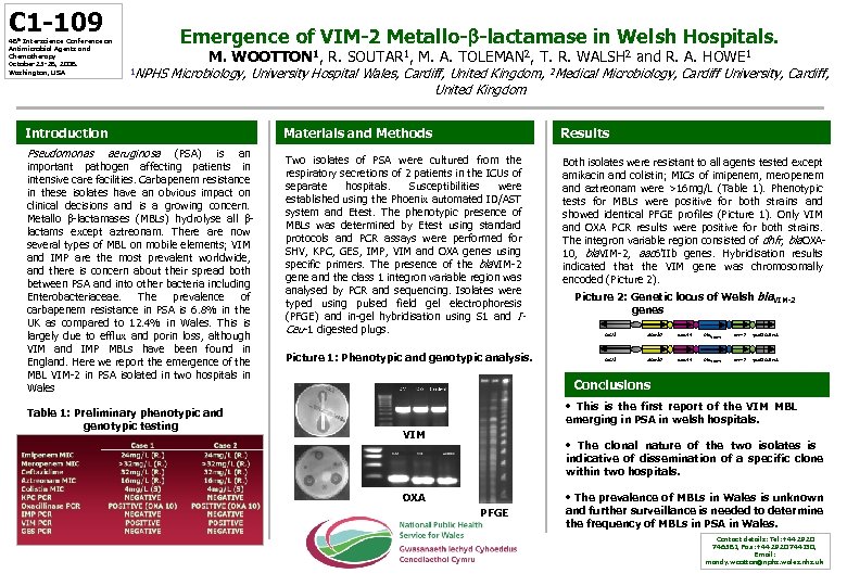 C 1 -109 48 th Interscience Conference on Antimicrobial Agents and Chemotherapy October 25