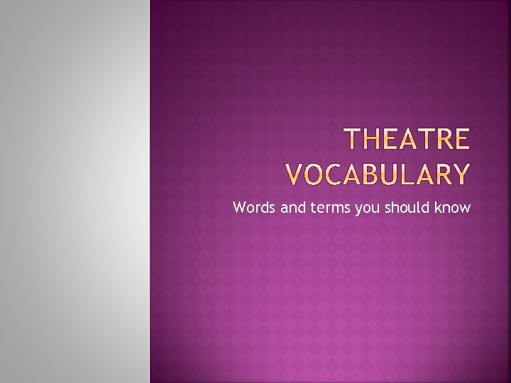 Words and terms you should know 