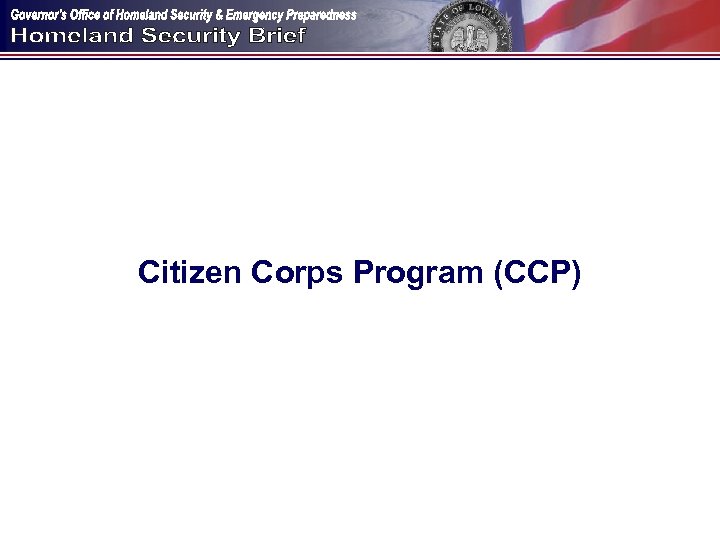 Citizen Corps Program (CCP) 
