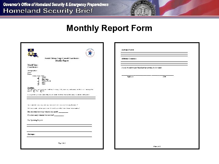 Monthly Report Form 