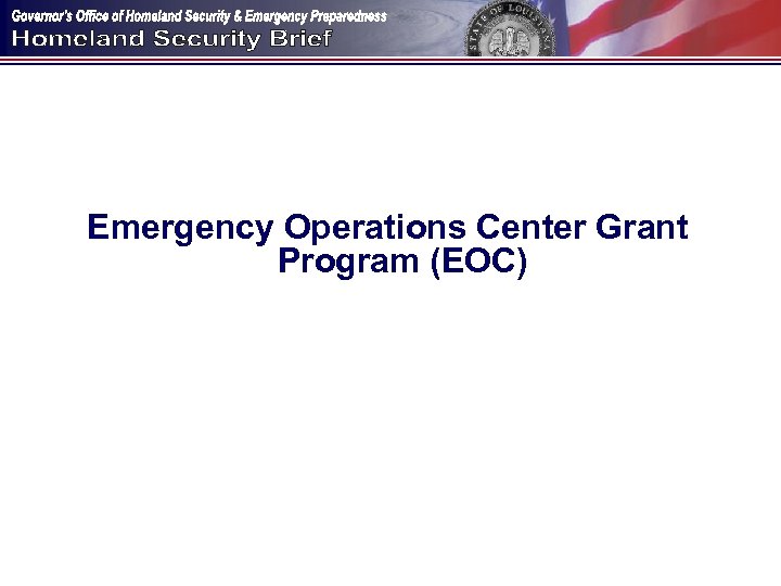 Emergency Operations Center Grant Program (EOC) 